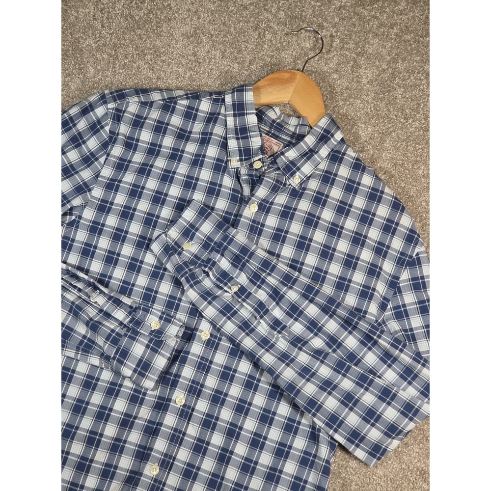 J Press Trunk Club Button Down Shirt Mens L Blue Plaid 100% Cotton Classic Fit